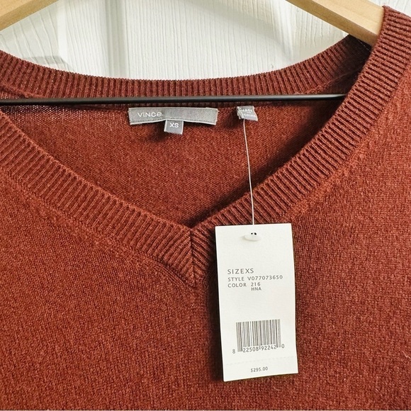 Vince Sweater Designer Brown Wool Cashmere Flowy V-Nexk Minimalist Extra Small - Picture 5 of 8